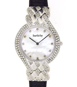 Ladies Barthelay 18K White Gold 2.16ctw Diamond Mother of Pearl Dial Watch