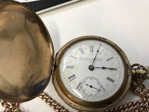 Vintage Elgin Pocket watch 15 jewels made in 1897 USA / 9ct Gold fog chain 30g