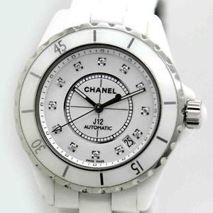 Free Shipping Pre-owned CHANEL J12 H1629 38mm 12P Diamond White Ceramic
