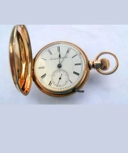 18s, Hampden,  Solid 14kt. Gold pocket watch.running. over 50 grams.