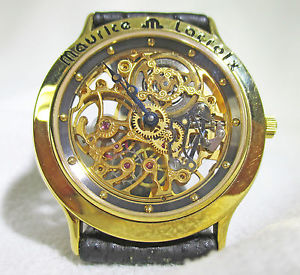 Man's Maurice Lacroix Gold Electroplated Skeleton Watch Reference # 12988