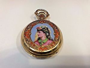 Antique Pocket Watch18k Persian Enamel Diamond  Montandon Locle Diamonds 1880/89