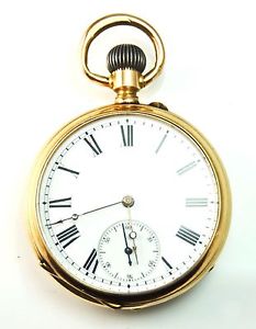 18k Gold Engine Turned Swiss 17 Lignes OF Case Ancre 15 Rubis Ligne Droite