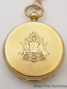 Fancy 1860s Keywind Koenig Fleurier Mens Heavy 18k Gold 104.9gram Antique Watch