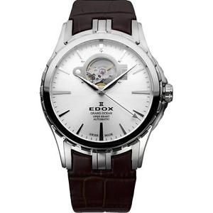 EDOX GRAND OCEAN HOMME 41MM BRACELET CUIR AUTOMATIQUE MONTRE 85008-3-AIN
