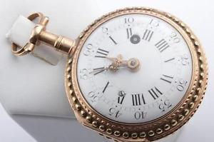 Spindel Taschenuhr antik Paris um 1770 mit Viertel Repetition 750 Gold Quart