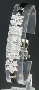 GLORIOUS VERTEX PLATINUM AND DIAMOND ART DECO LADIES COCKTAIL WATCH C1930