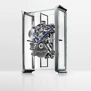 ERWIN SATTLER OROLOGIO DA TAVOLO DI LUSSO BY AUDI DESIGN OTTONE PVD E VETRO