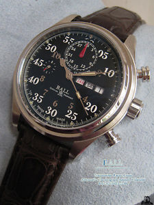 NIB Ball Trainmaster Racer Day Date Month Chronograph Black Dial Ref.CM1030 NR