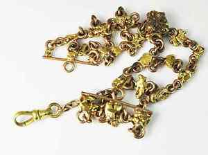 Antique Solid Gold Nugget Pocket Watch Fob Chain 6-1/2" 28.2 Grams