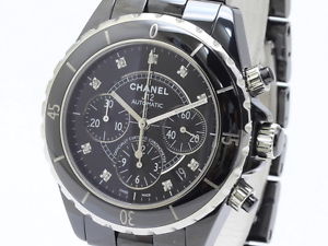 Free Shipping Pre-owned Chanel J12 Black Ceramic Chronograph 9PD Automatic H2419