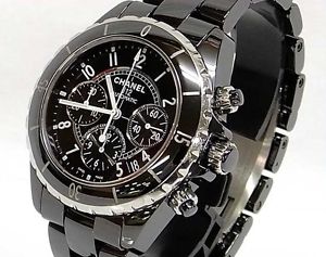 Free Shipping Pre-owned Chanel J12 Chronograph Black Ceramic 41mm H0940