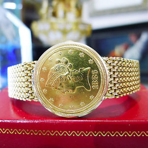 Vintage LEUBA GENEVE 1886 $10 Liberty Eagle Coin Watch