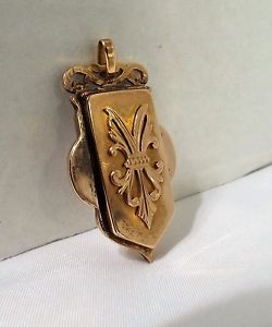 ANTIQUE WATCH FOB 16K/18K ROSE GOLD WITH PHOTO WINDOW, LOCKET