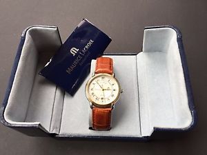 Maurice Lacroix Automatik Uhr mit Glasboden und zweiter Zeitzone Bicolor Leder