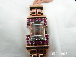 14Kt Rose Gold Lucien Picard Wristwatch w/Diamonds and Ruby's
