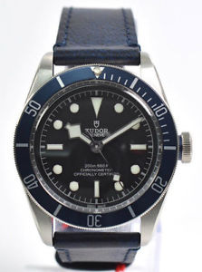 Tudor Heritage Black Bay Blue Disc Blue Leather Automatic Men Watch 79230B