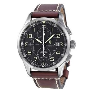Victorinox 241597 Mens Black Dial Analog Automatic Watch with Leather Strap