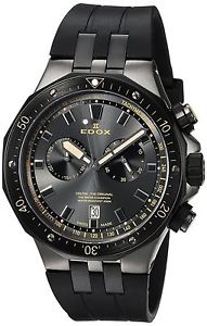 Edox Men's 'Delfin' Quartz Stainless Steel Dress Watch, Color:Black (Model: 1010