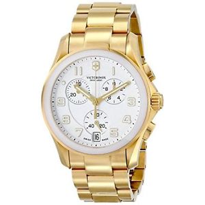 Victorinox Swiss Army Unisex 241537 Gold Steel Chrono Classic with Ceramic Bezel