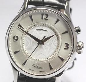 Auth VULCAIN Golden Voice Rondo 100117.087 Hand-winding SS x Leather Men's watch