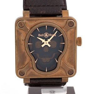 Auth Bell&Ross BR01 Skull Bronze Men's Automatic bronze&Leather 211973