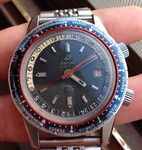Enicar Sherpa Guide GMT Vintage Super Compressor Watch Uhr Montre