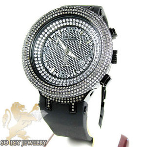 Mens Joe Rodeo Broadway Black Steel Rubber Diamond Watch 6.50 ct JJM70