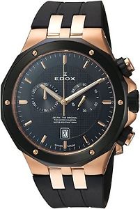 Edox Men's 'Delfin' Quartz Stainless Steel and Rubber Dress Watch, Color:Black (
