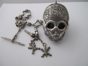 ANTIQUE SKULL MEMENTO MORI FUSSE LONDON ENGLAND POCKET WATCH VANITAS