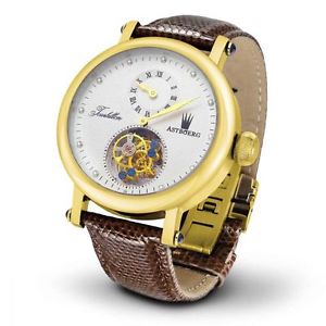 Astboerg AT620GWD Renaissance Diamant Tourbillon - Bracelet en cuir - 42 mm