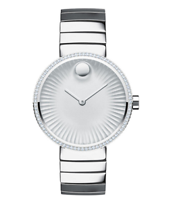 Movado Edge Womens Mid size stainless steel silver diamonds 3680033 Brand NEW