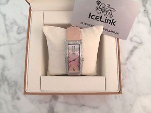 ICELINK $2875 NEW : Lyra 2.25 ct. Diamond Mother of Pearl Pink SWISS Wrist Watch