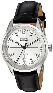 Bulova Men's 'Murren' Mechanical Hand Wind Stainless Steel and Black Leather Aut