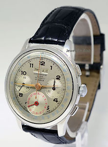 Suisse Triple Calendar Chronograph 17J Stainless Steel 38mm Mens Watch