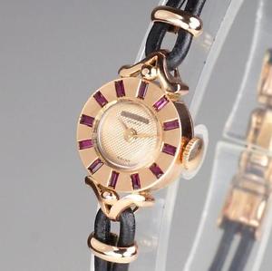Retro Favre-Leuba Ruby 18ct Gold 1950's Ladies Vintage Cocktail Watch with Box