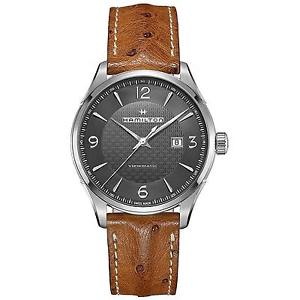 HAMILTON MEN'S 44MM BROWN LEATHER BAND STEEL CASE AUTOMATIC WATCH H32755851