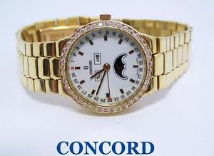 18k Yellow Gold CONCORD MensWatch 50.17.210 with Diamonds & Moonfase* RARE