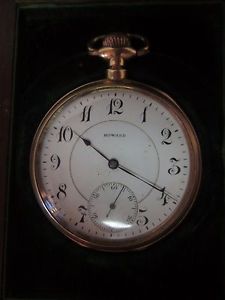 circa 1907 16s 19 Jewel Howard Pocket Watch in 14K gold case w/ orig. wood box