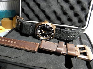 HELBERG H2O CH6 Bronze Automatic Bronze Watch 1000M w Custom Leather Straps