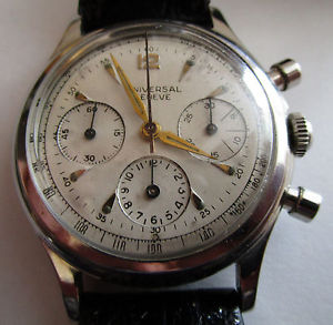 VINTAGE Ca.1950's UNIVERSAL GENEVE 17J TRI-COMPAX CALIBER 281 CHRONOGRAPH WATCH