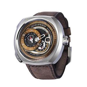 SEVEN FRIDAY MEN'S Q SERIES 53MM LEATHER BAND STEEL CASE AUTOMATIC WATCH Q2-01