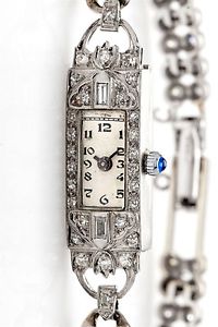 Vintage 1950s 2ct VS H Diamond Platinum 14k White Gold Ladies Watch WTY