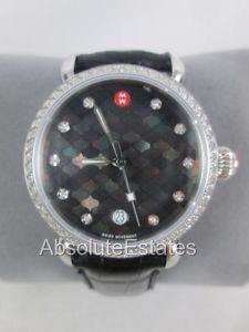 NEW Michele CSX 36 Black Mosaic MOP Diamond Ladies Watch MW03R01A1928 Box NIB