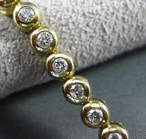 ESTATE WIDE 2.30CT DIAMOND 14KT YELLOW GOLD BEZEL TENNIS BRACELET STUNNING #5551