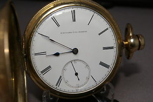 1864 E. HOWARD III CIVIL WAR PROD. POCKET WATCH 15J,18s,KW & KS BACK, GF-HC RUNS