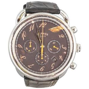 Hermes Stainless Steel Arceau Chronograph Wristwatch