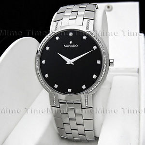 Mens Movado Faceto Diamond Black