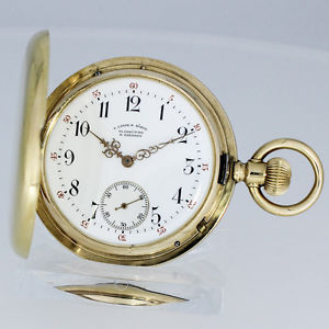 1889 A. LANGE & SÖHNE 1A SAVONETTE TASCHENUHR 114g 18K GOLD DIAMANT ZERTIFIKAT