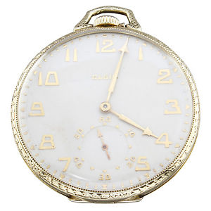 Vintage 1922 14ct Gelbgold Herr Elgin 19 Schmuckstück Taschenuhr (EB25)
